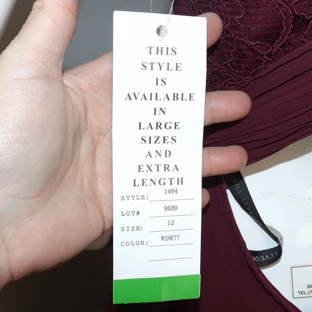 new BILL LEVKOFF Maxi Dress/Gown, 12, SAMPLE, Burgundy, Lace Neckline, Halter - Picture 14 of 15